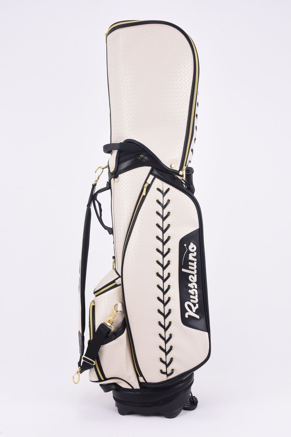 Russell ゴルフキャディバッグ ネイビー/ホワイト/ゴールド Russell