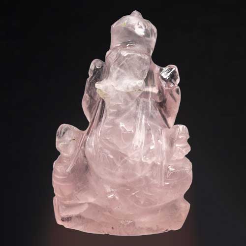 ローズクオーツ（紅水晶）ガネーシャ神像 | ガネーシャ神と開運グッズ
