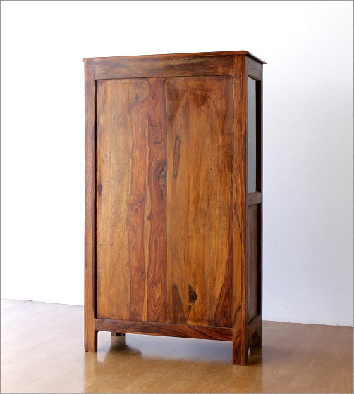 キャビネット 木製 無垢 ガラス 扉付き収納 食器棚 飾り棚 天然木