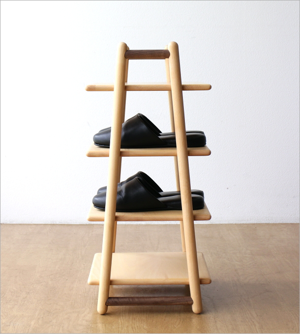 スリッパラック 木製 4足 天然木 ブナ材 スリッパ棚 棚式 ナチュラル