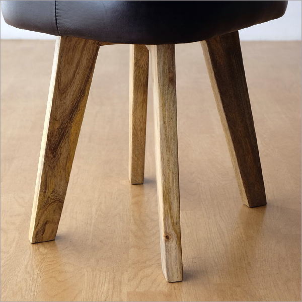 スツール 木製 クッション おしゃれ 四角 椅子 レザー 本革 天然木