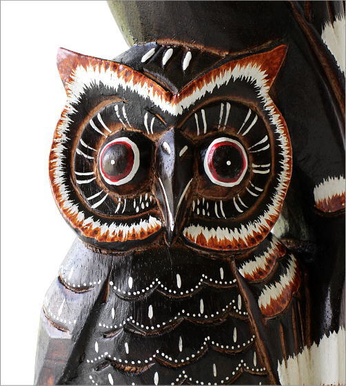 ふくろう 置物 木彫り オブジェ 木製 おしゃれ インテリア 木彫りの