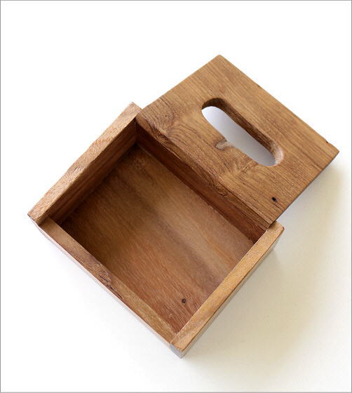 ティッシュケース チーク 木製 ハーフサイズ ポケットティッシュ