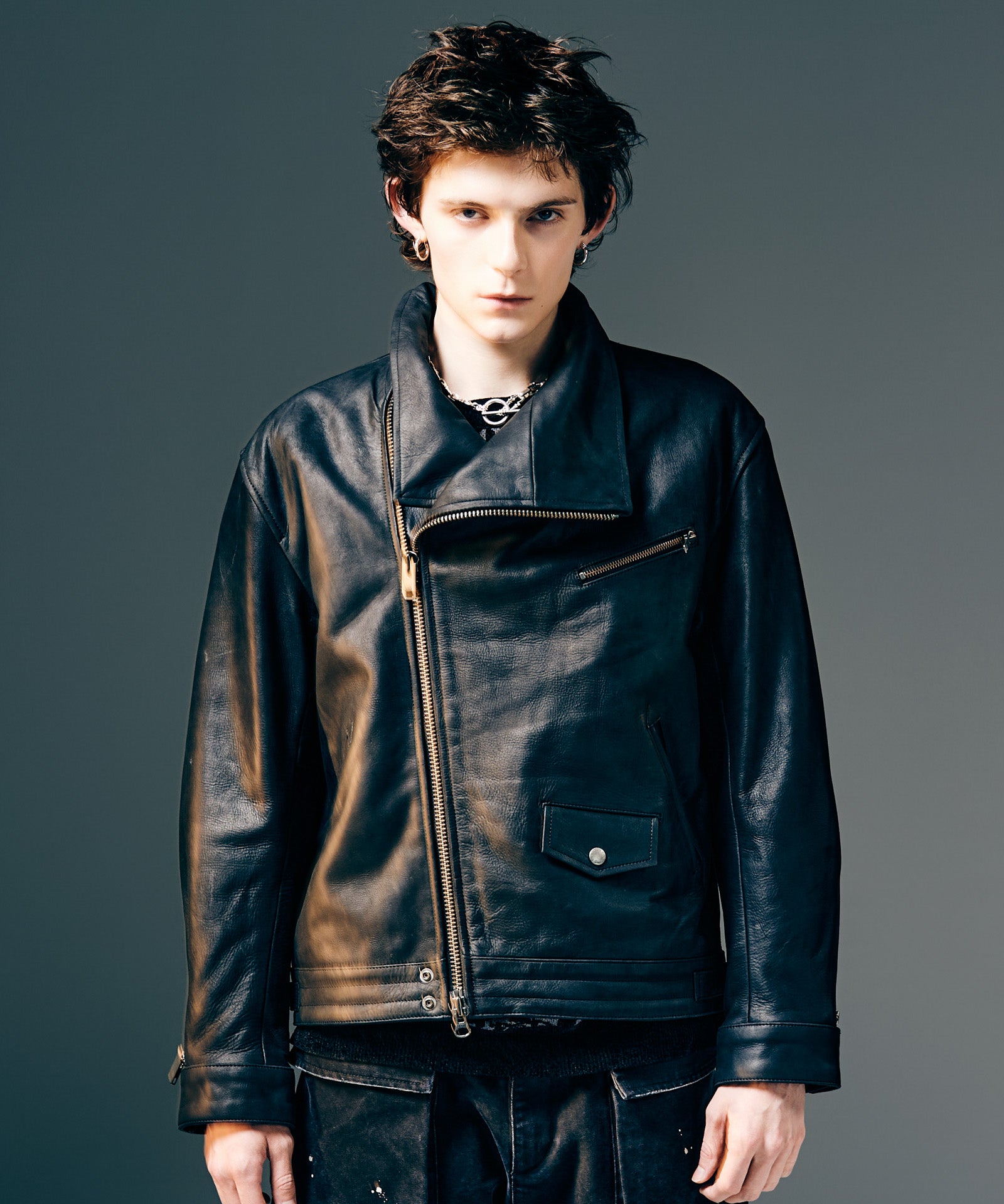 GB0425/JKT01 : High Neck Leather Jacket / ハイネックレザー