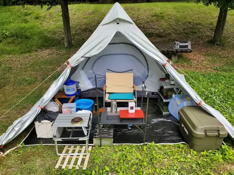 FIELDOORフォークテント280とsaharaシュラフを初使用！【ソロキャンプ