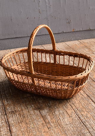 イギリス アンティーク バスケット 籐かご ガーデニング 12488