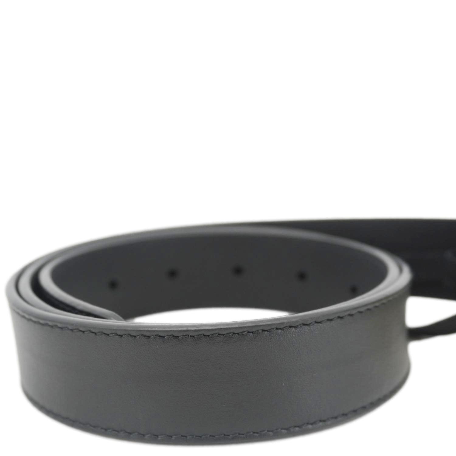 GUCCI GG Buckle Leather Belt Black 525040 Size 85/34