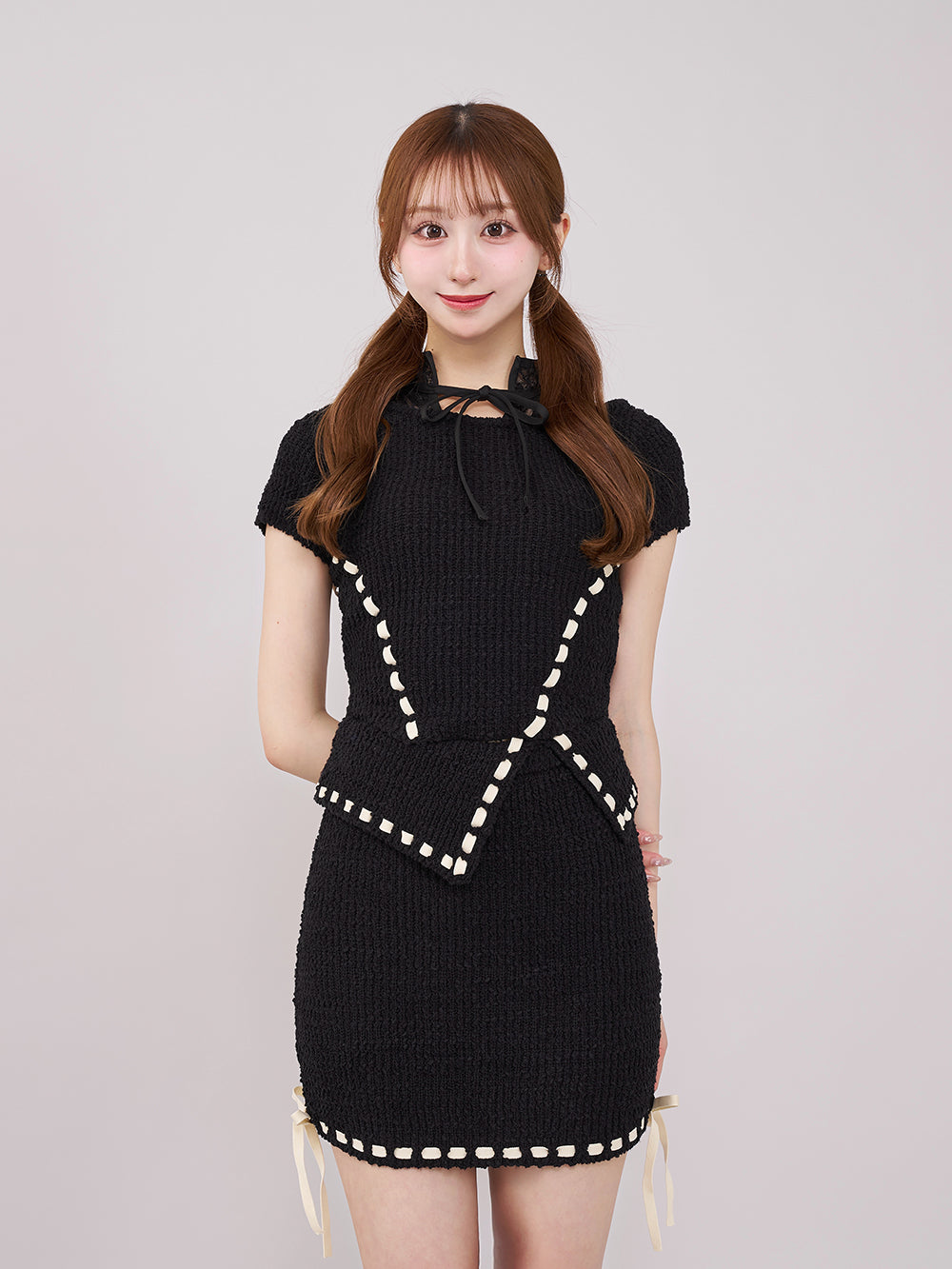 レイヤードライクボウタイニットミニワンピース – Darich (ダーリッチ)