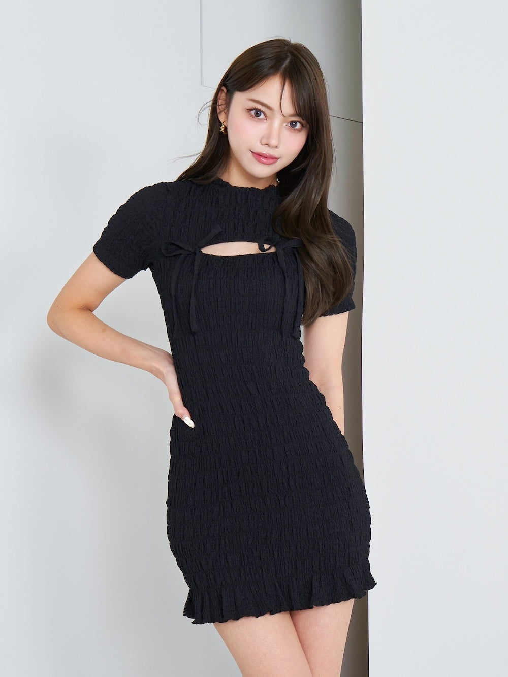 リボンシャーリングミニワンピース – Darich (ダーリッチ)