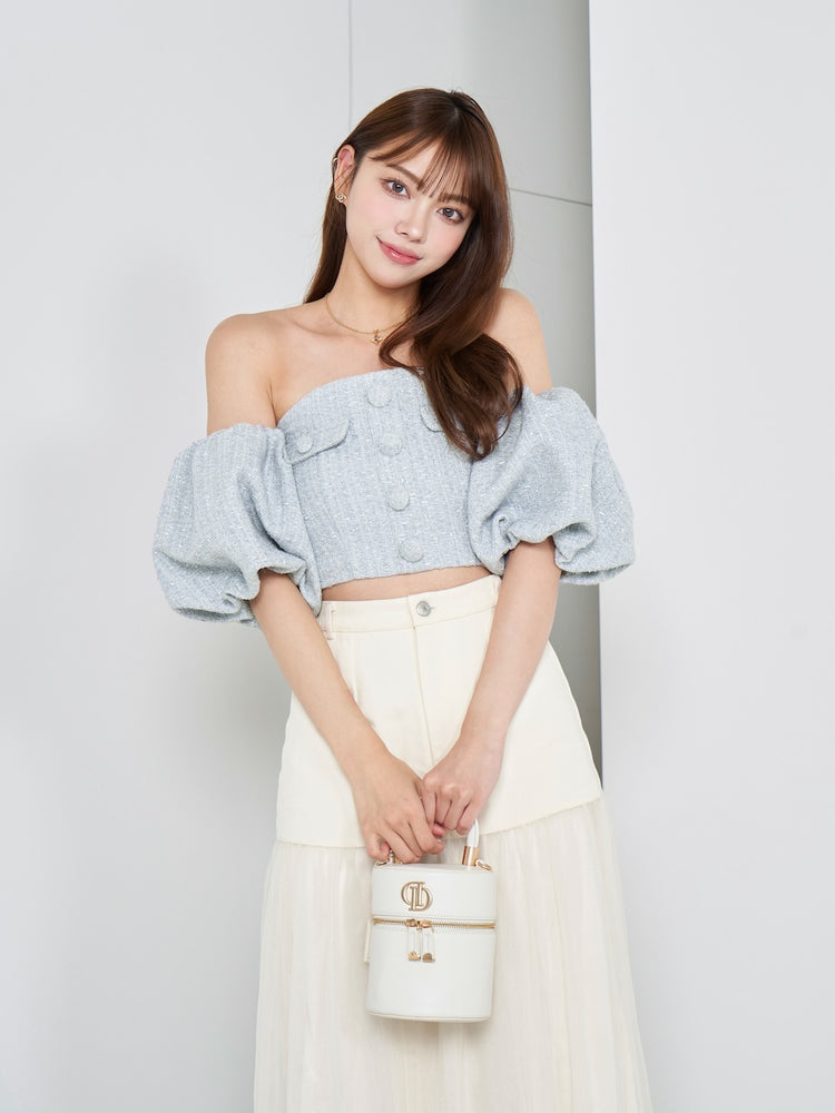 Darich♡ホルターネックオフショルツイードトップス♡DRビジュー