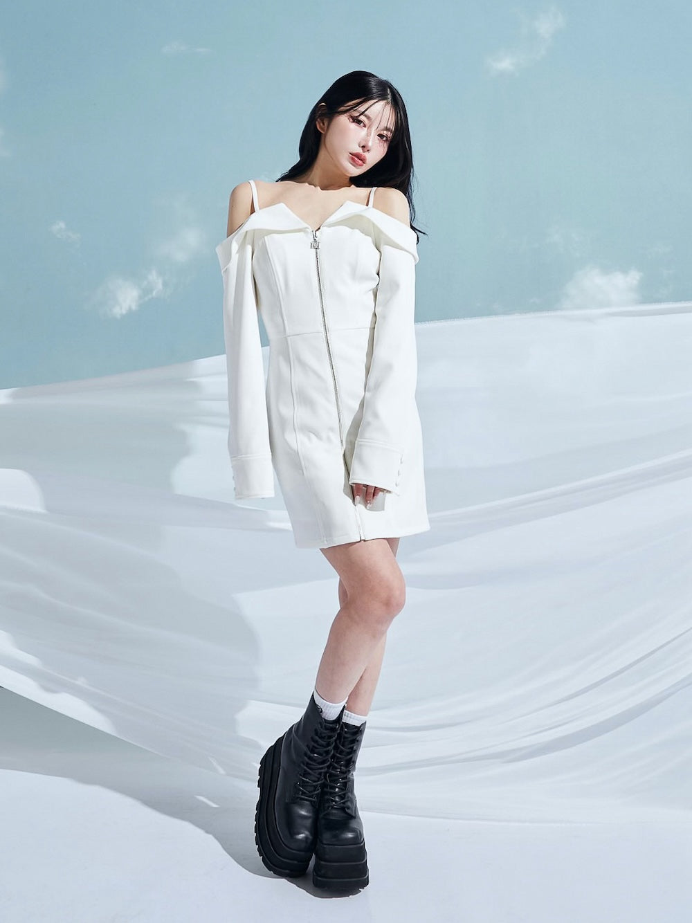 オフショルダーストラップジャケットミニワンピース – Darich (ダーリッチ)