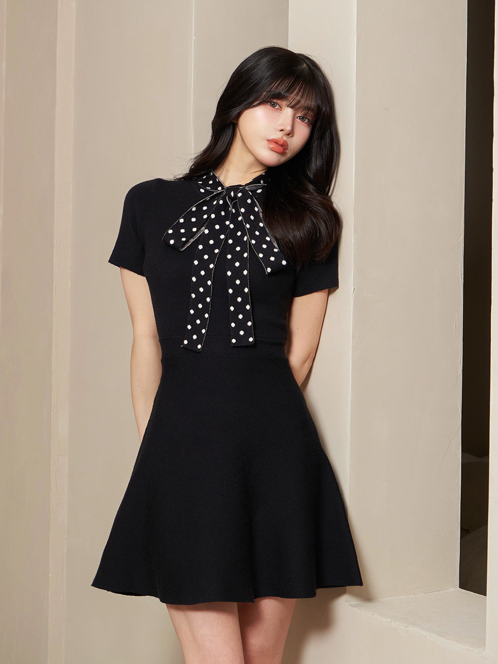 ドットボウタイフレアミニワンピース – Darich (ダーリッチ)