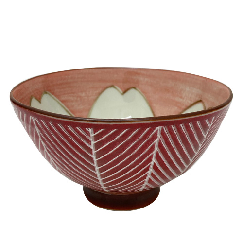 茶碗(中) 撥水内絵桜 赤・美濃焼 株式会社アイトー 飯碗