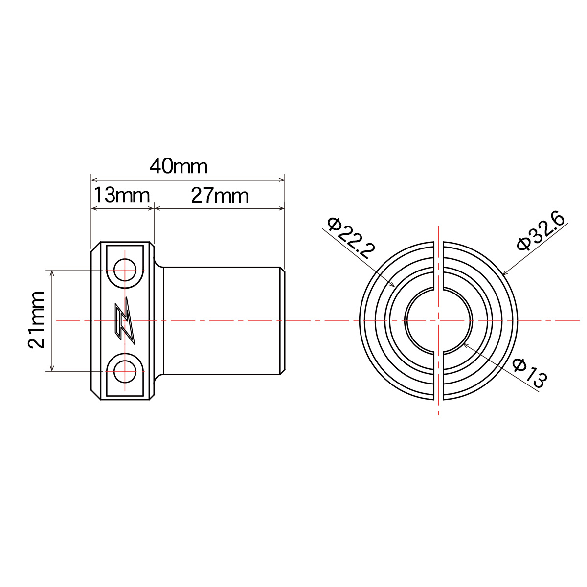 コンバージョン アダプターFrom φ13mm to φ22.2mm｜ダートフリーク