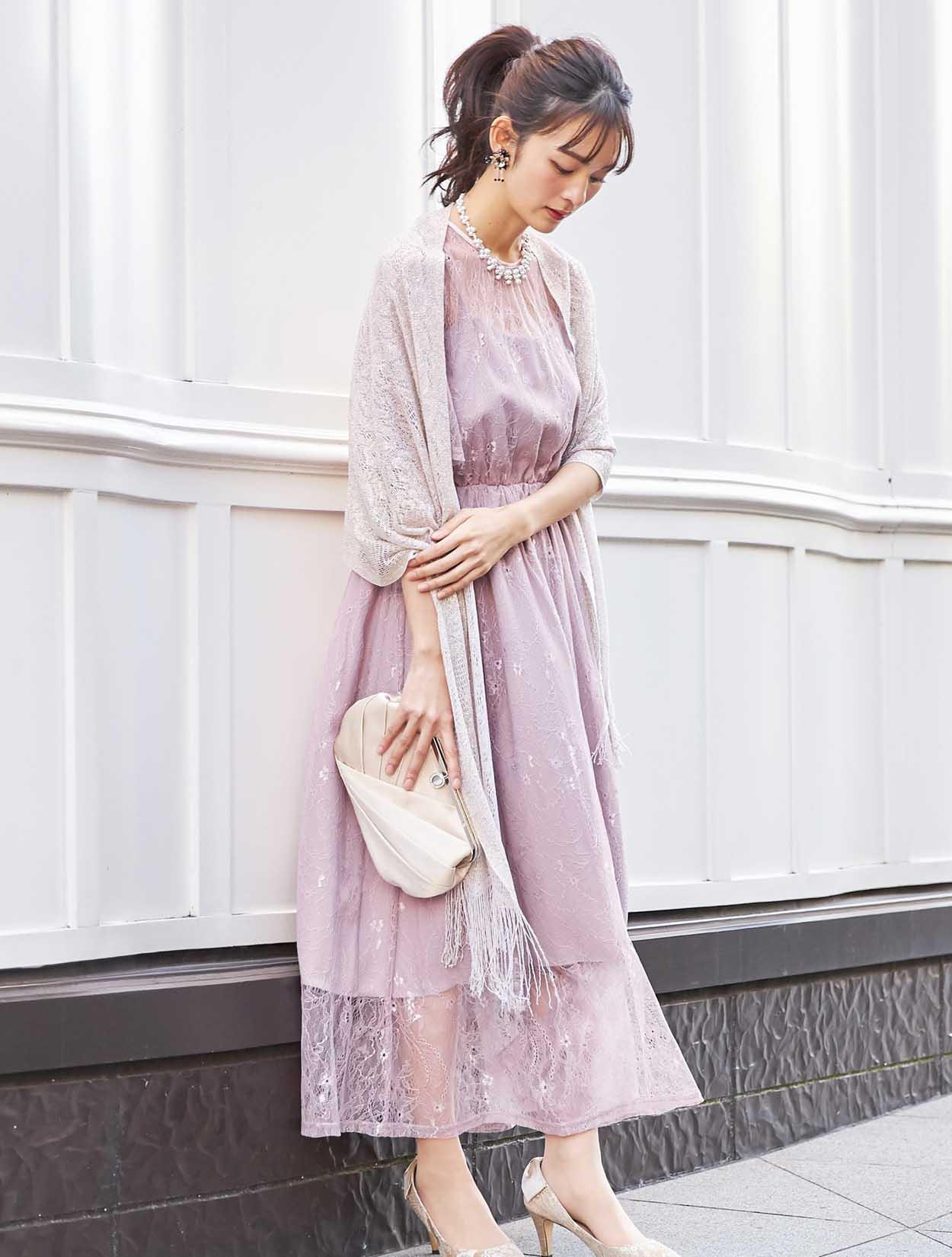 M】総レース5分袖ロングドレス（ピンク）DPSET0383のレンタルページ