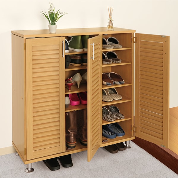 本ルーバーシューズボックス(組立品幅60 ナチュラル): 家具