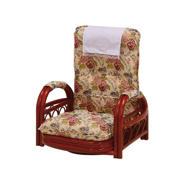 新品未使用箱不良 山善 籐リクライニング回転チェア SKLC-60（DBR