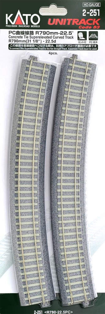 KATO鉄道模型オンラインショッピング PC曲線線路 R790－22．5° (4本