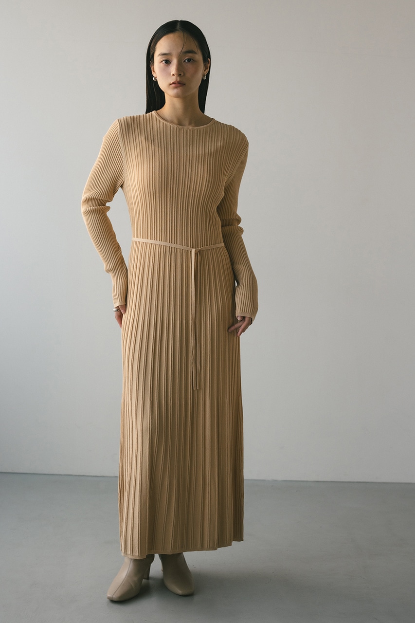 STYLEMIXER | チェンジリブニットフレアワンピース (ワンピース(ロング