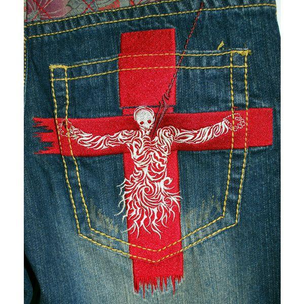 EVA×錦 コラボレーション デニムパンツ 龍×リリス(32インチ