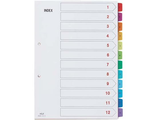 テージー カラーインデックスPP A4タテ 12山(数字入り) 2穴 通販