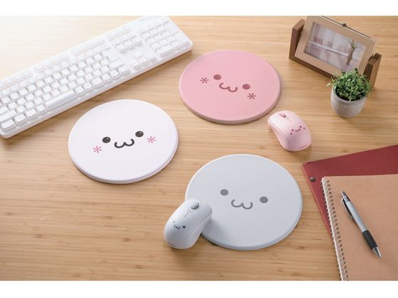 エレコム しろちゃんマウスパッド 丸型 グレーフェイス MP-FC01GF 通販