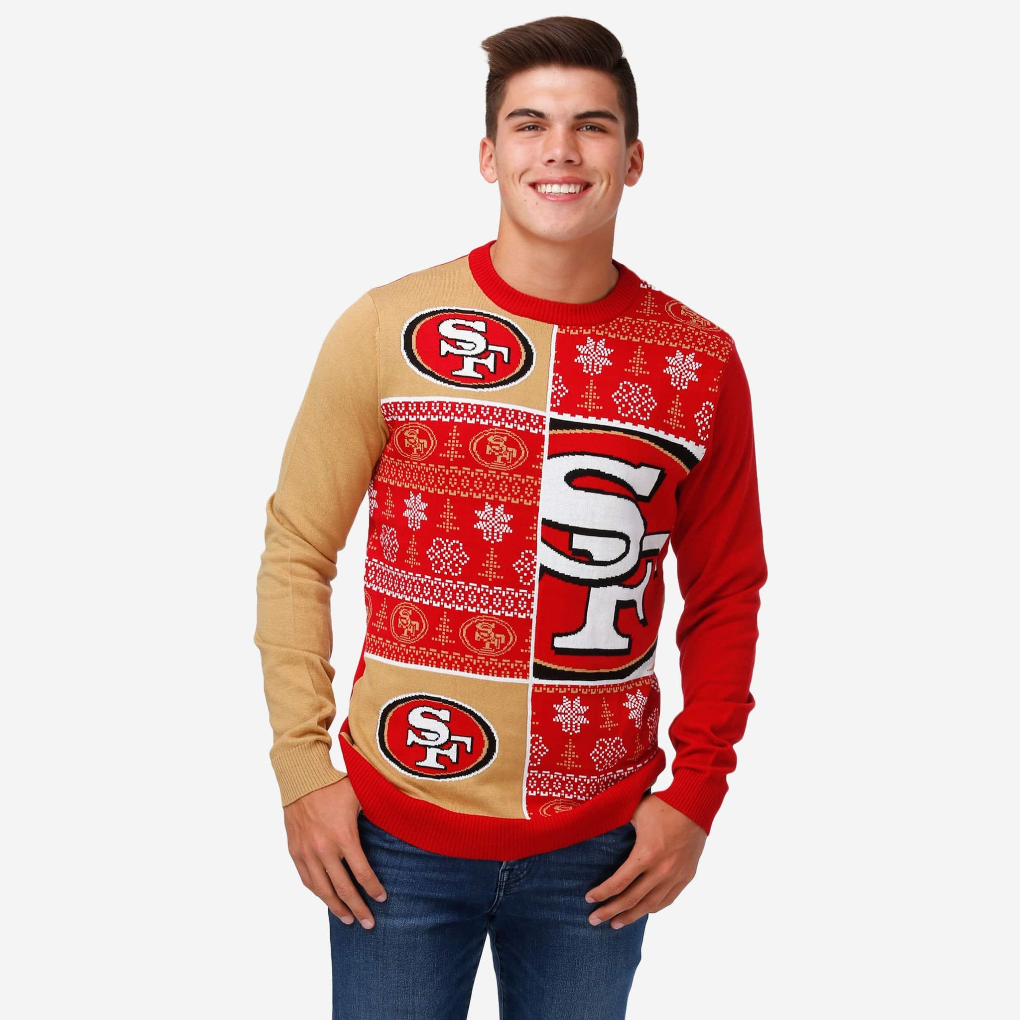 San Francisco 49ers Busy Block Snowfall Sweater FOCO