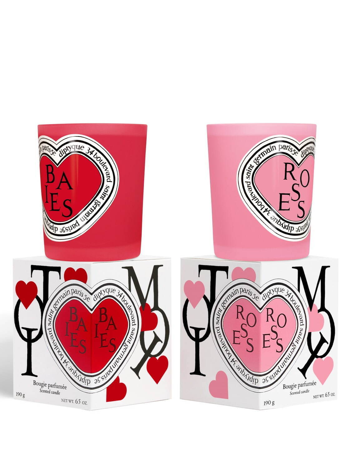 ディプティックバレンタイン限定キャンドルセット、“ハート形”ラベルの