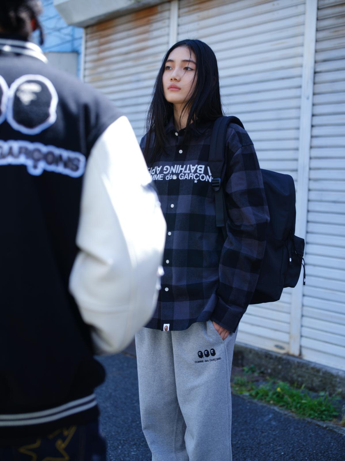 ア ベイシング エイプ×コム デ ギャルソン“星形ワッペン”のバーシティ