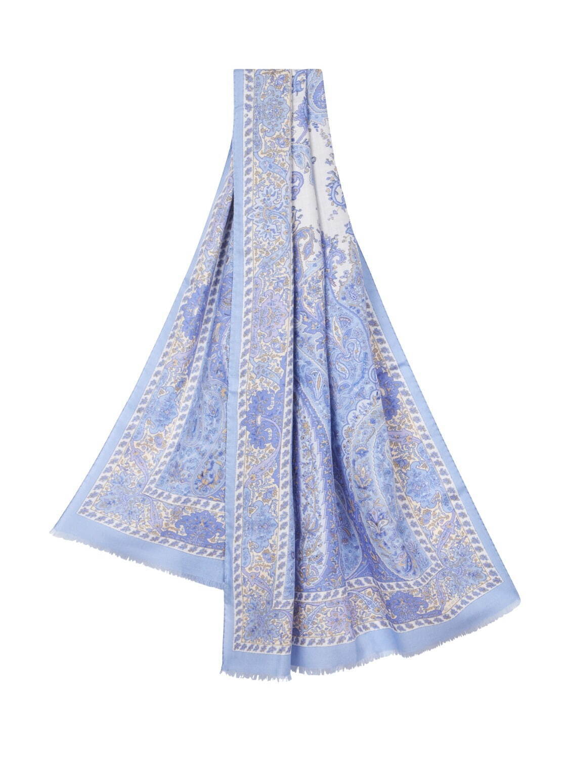 エトロの2024年クリスマスショール“ペイズリー柄×フリンジ”、ウール