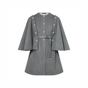 ルイ・ヴィトン24年冬ウィメンズアウター、ケープ付きウールシルク