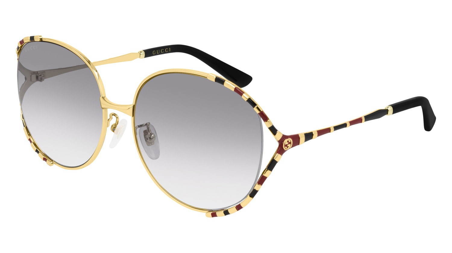 グッチ19秋冬サングラス、べっ甲フレームにGGロゴ＆ウェブストライプを