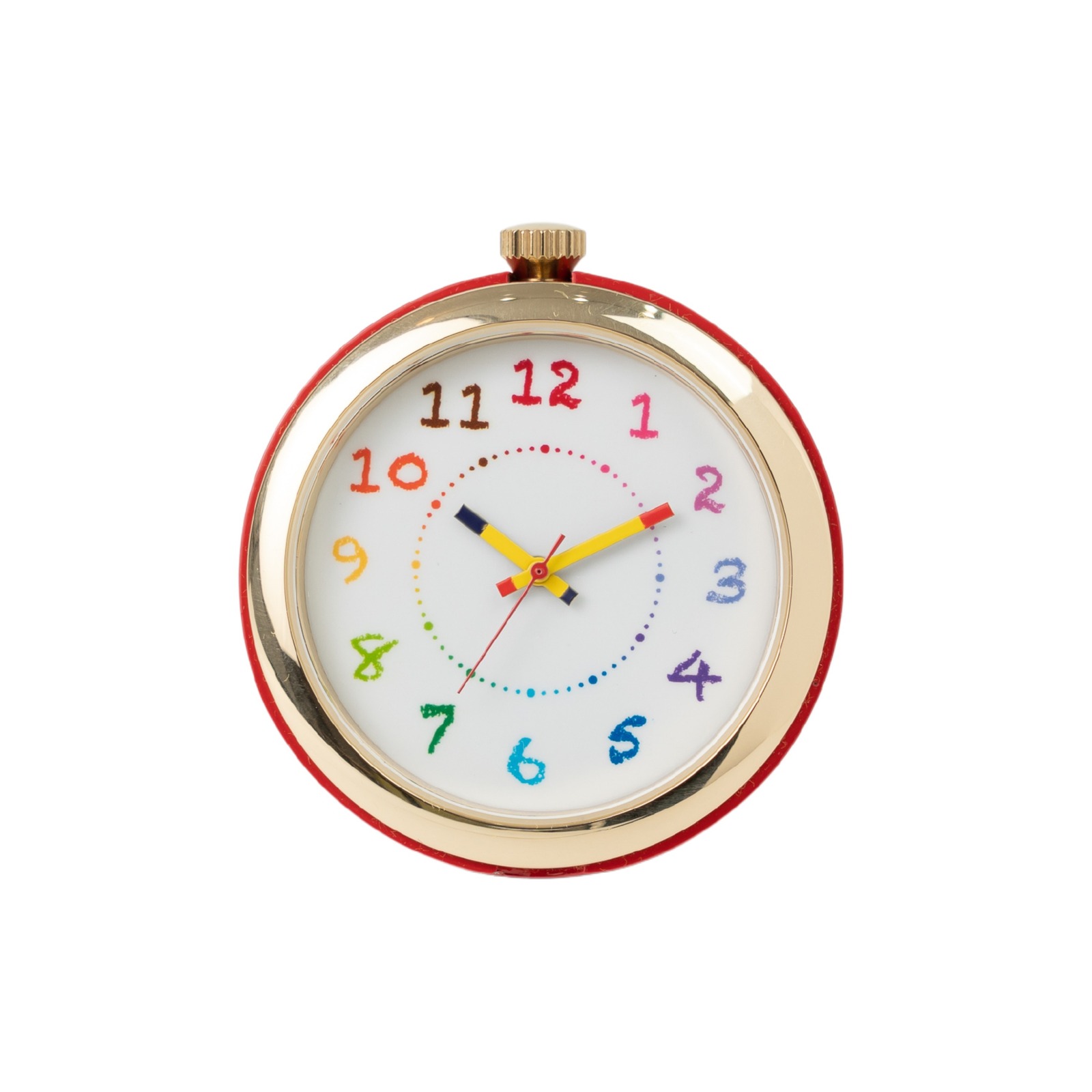 クレパス柄プチくろっく」カラフルな置時計、手のひらサイズ＆ぷっくり