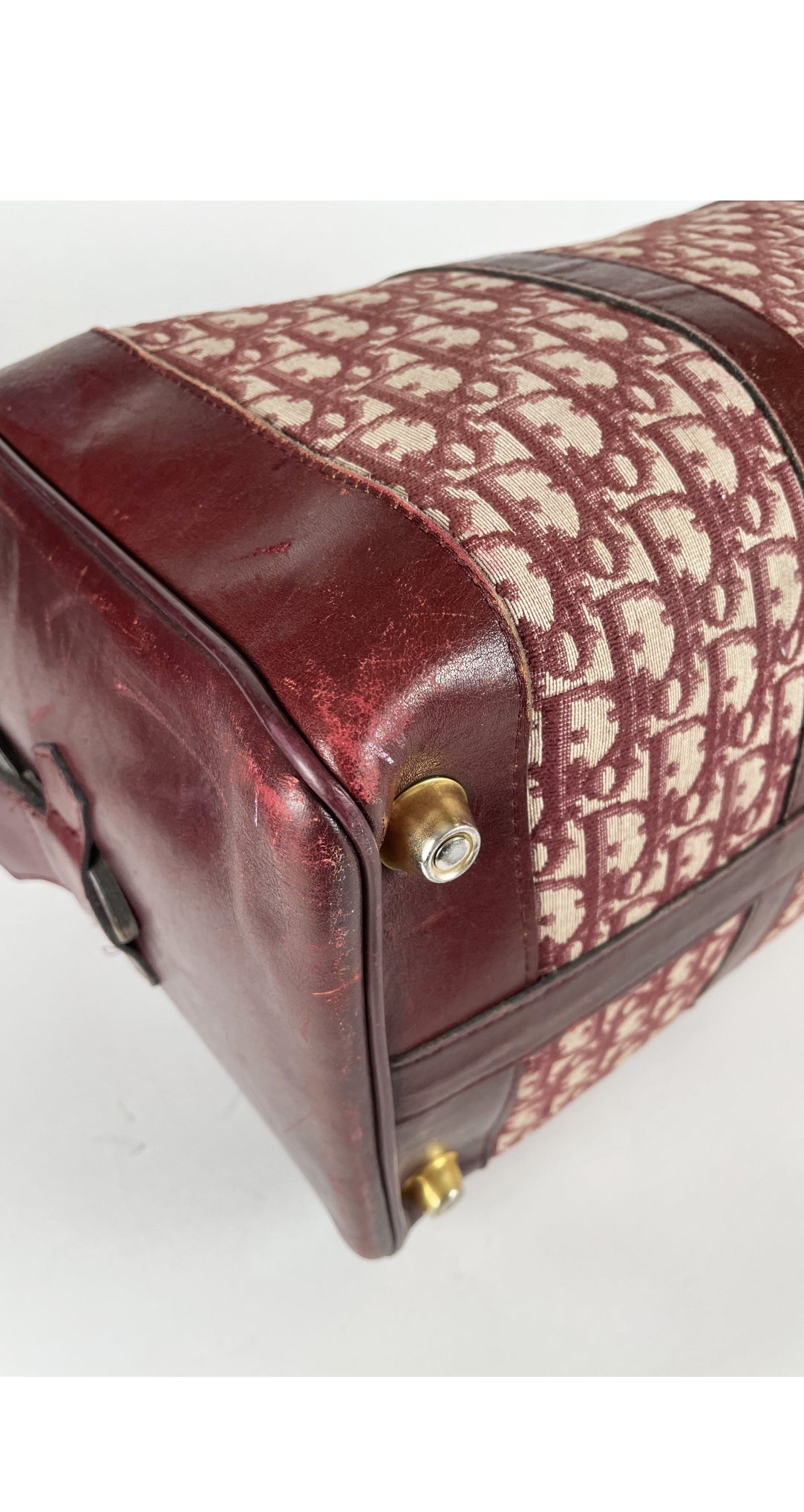 Christian Dior 1970s Burgundy Trotter Canvas Leather Trim Travel