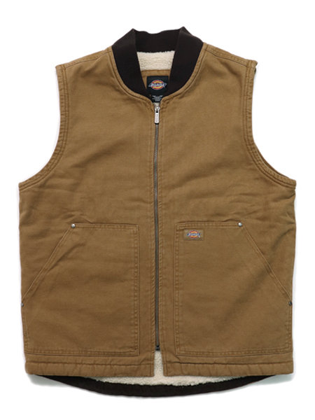 SALE】【送料無料】DICKIES CANVAS LINED DUCK VEST-STONEWASHED BROWN