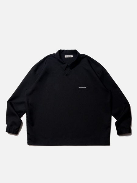 COOTIE / Polyester Twill Polo L/S Tee -Black-