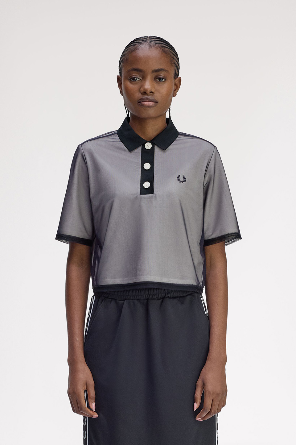 Mesh Overlay Polo Shirt(10 608：NAVY): | FRED PERRY JAPAN