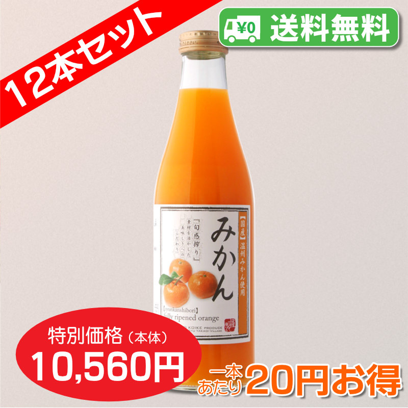 送料無料】みかんジュース[720ml] 完熟100%果汁 12本セット【一本
