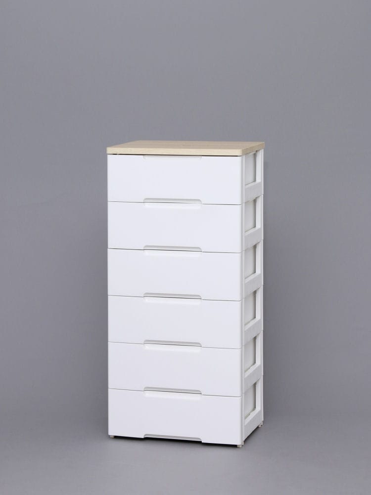 ウッドトップチェスト 幅56cm 6段 ホワイト HG－556 の通販