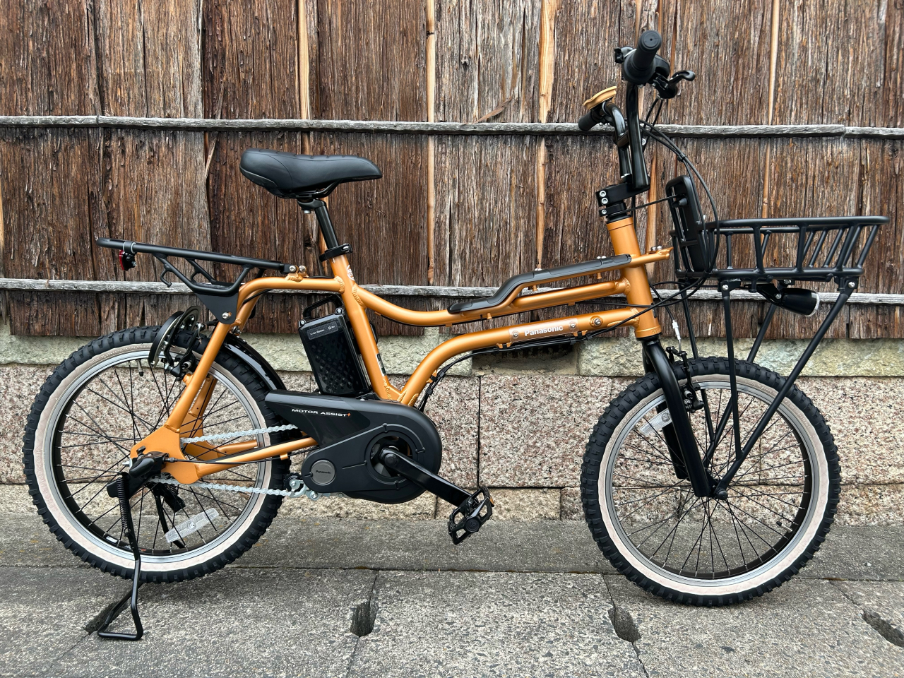 大阪府 パナソニック 電動アシスト自転車 ブラウン 前バスケット付き