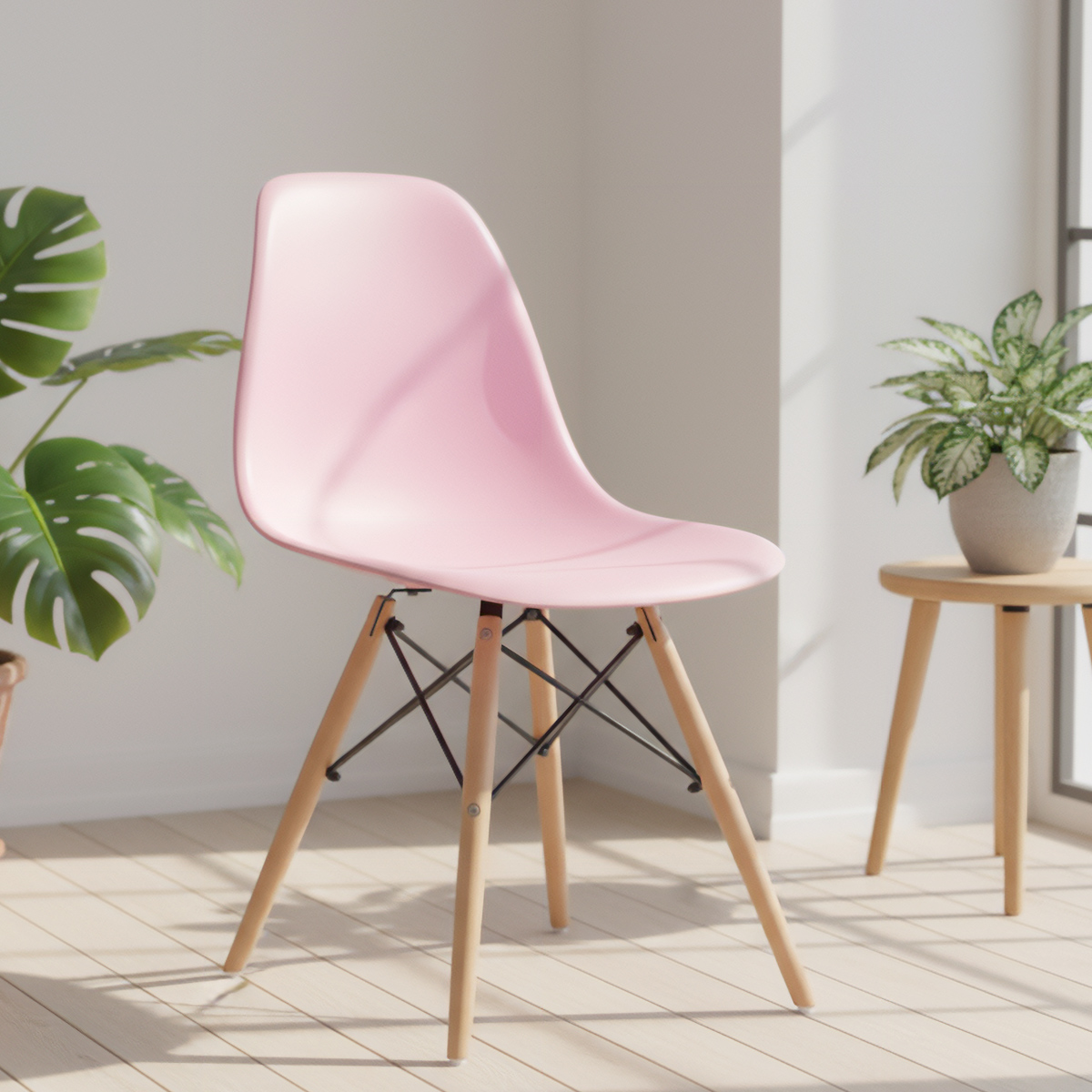 デザインシェルチェアUR 木脚タイプ 幅460 奥行530 高さ800 UR-ECT002