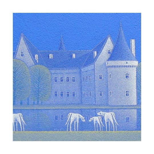 絵画 油絵 水辺の城 (松浦敬文) 送料無料 【肉筆】【油絵】【外国の