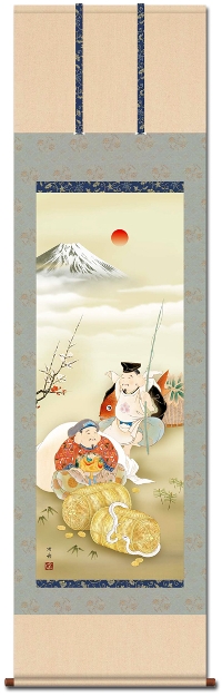 恵比寿大黒白蛇図（えびすだいこくしろへびず）瀬田功舟 開運 【干支