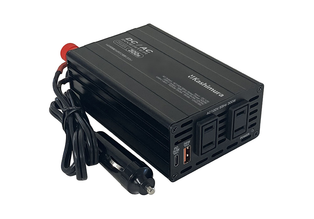 DC/ACインバーター300W + USB-A / USB-C – カシムラ