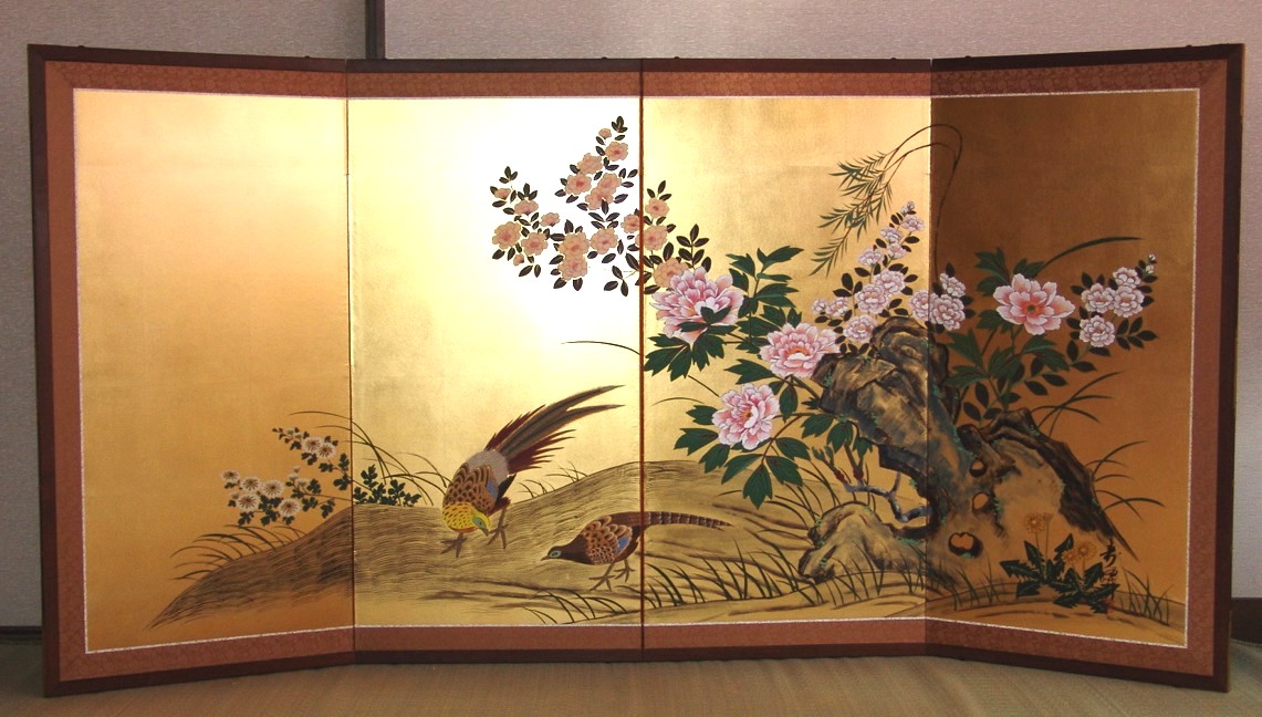金屏風 日本画金屏風の製造/通信販売(通販) 御子柴屏風店