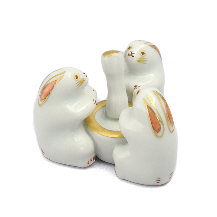 蓋置 色絵 三ツ兎 昭阿弥作