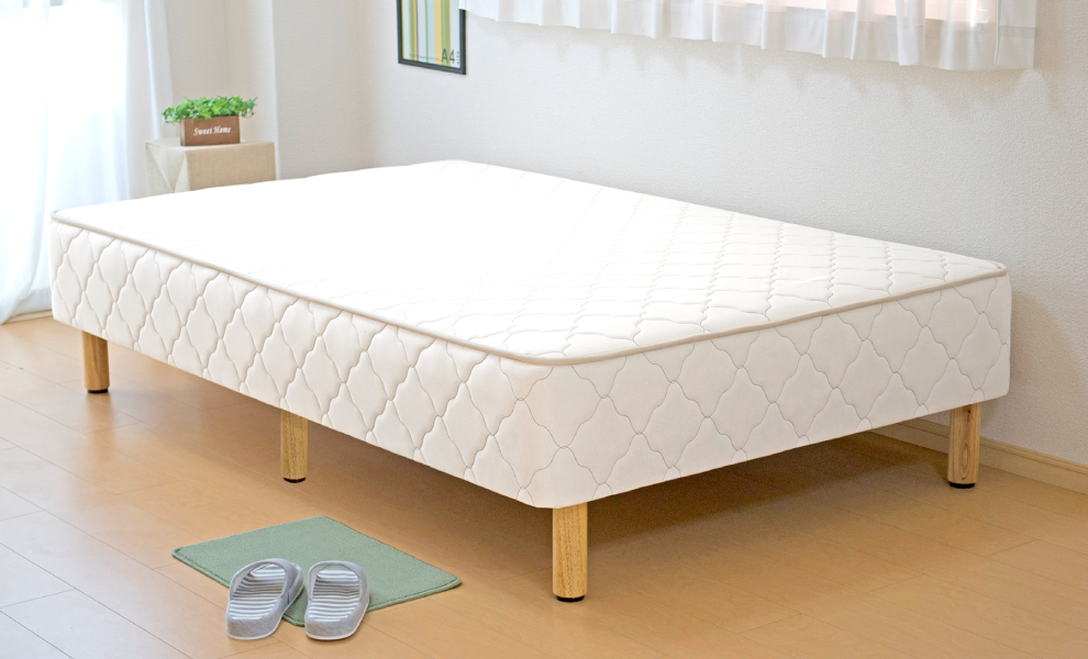 脚付きマットレスベッド ポケットコイル ダブル(幅140cm) キルティング
