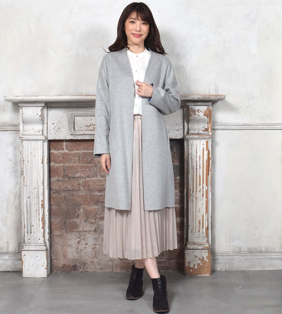 半額 会員価格適用外】[Merfirge]ウール混 ダブル フェイス Vネック