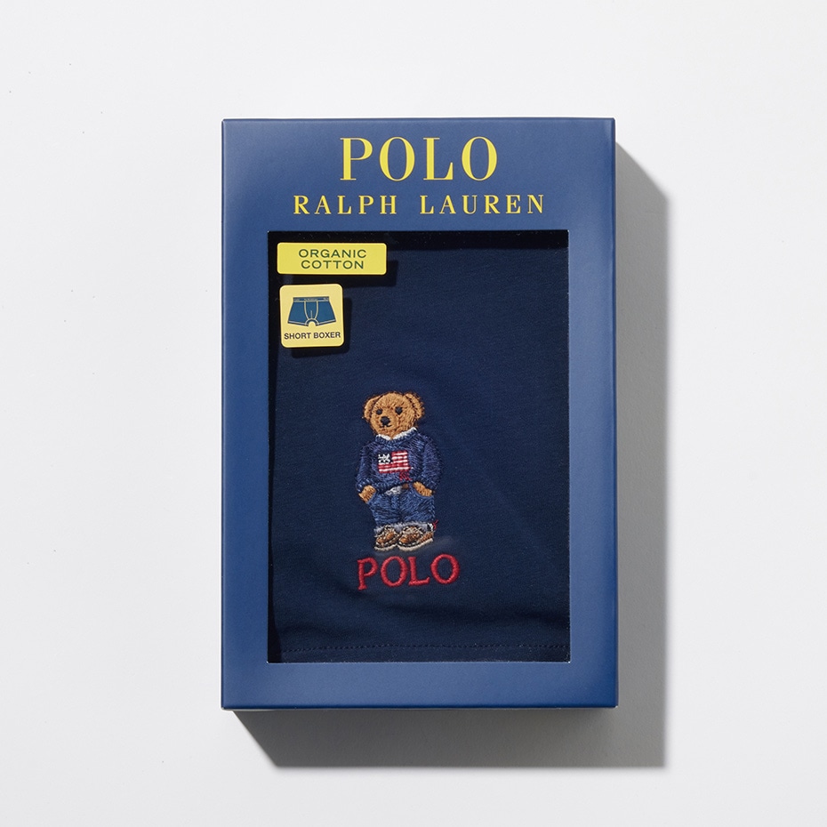 ショートボクサーブリーフ コアフラッグセーターベア刺繍 ネイビー
