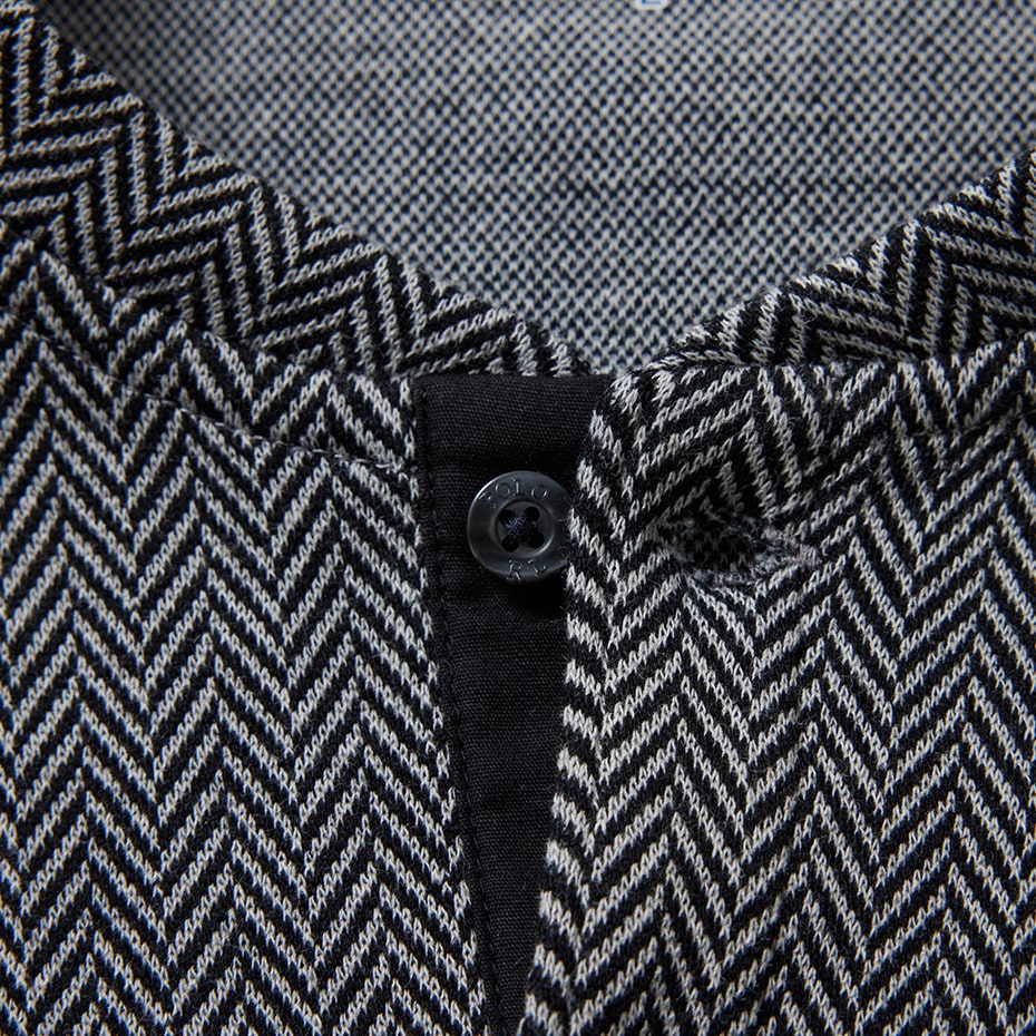 ヘリンボーン ヘンリーネック ロングスリーブクルーネック (RM8-C003